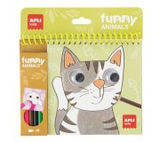 Kolorowanka z ruchomymi oczkami i kredkami Apli Kids - Wesołe Zwierzątka