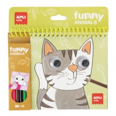 Kolorowanka z ruchomymi oczkami i kredkami Apli Kids - Wesołe Zwierzątka