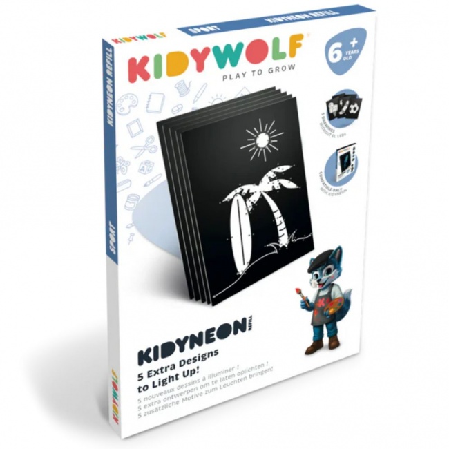Wkłady do tworzenia świecącej dekoracji ściennej Kidywolf - Kidyneon Sport 5 szt.
