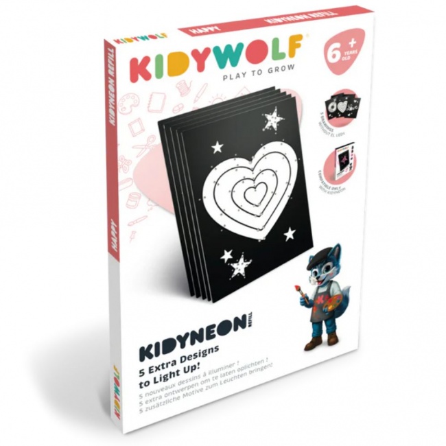 Wkłady do tworzenia świecącej dekoracji ściennej Kidywolf - Kidyneon Happy 5 szt.
