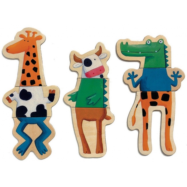 Drewniane Puzzle Magnetyczne Djeco - zwierzątka 24 elementy