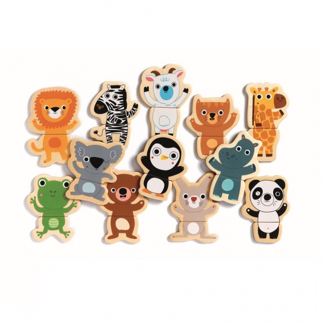 Drewniane Puzzle Magnetyczne Djeco - Dżungla 24 elementy