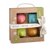 Zestaw kolorowych piłek i kostek kauczukowych Vulli