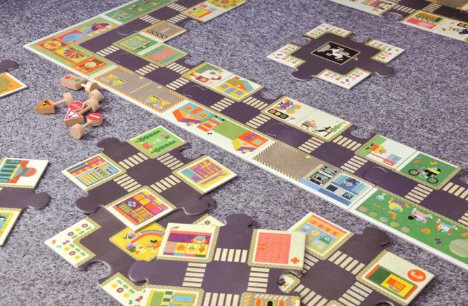 Puzzle Gigant Djeco - Ulica ze znakami drogowymi