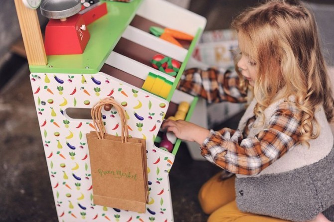 Sklep duży drewniany z 33 elementami Janod - Warzywniak