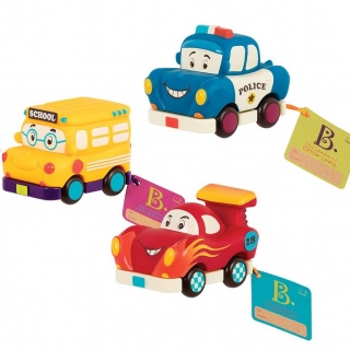 Trzy miękkie autka B. Toys - Wheeeels Mini z radiowozem