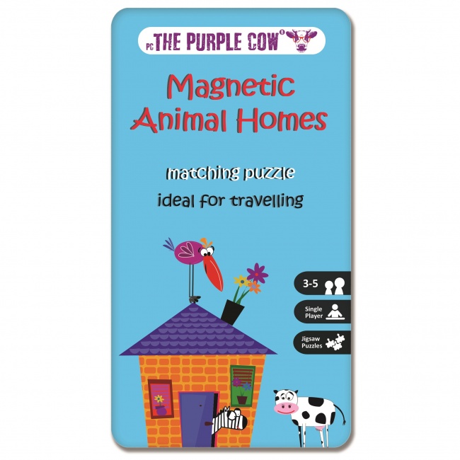 Podróżna gra magnetyczna The Purple Cow - Puzzle Zwierzęta i ich domy
