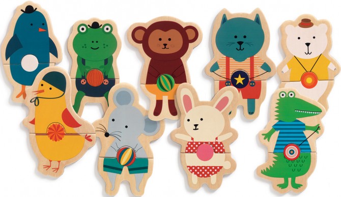 Magnetyczne puzzle drewniane Djeco - Zwierzątka