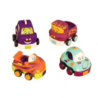 Cztery miękkie autka B. Toys - Wheeeels Nowy Kolor