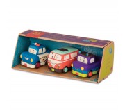 Trzy miękkie autka B. Toys - Wheeeels Mini z busem