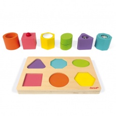 Układanka drewniana sensoryczna Janod - Kształty i dźwięki
