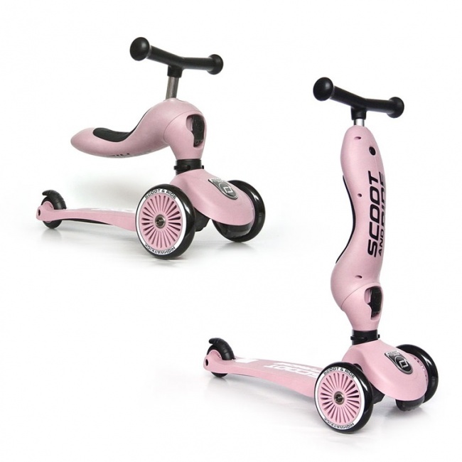 Hulajnoga i rowerek 2w1 Highwaykick SCOOTANDRIDE 1-5 lat - Rose