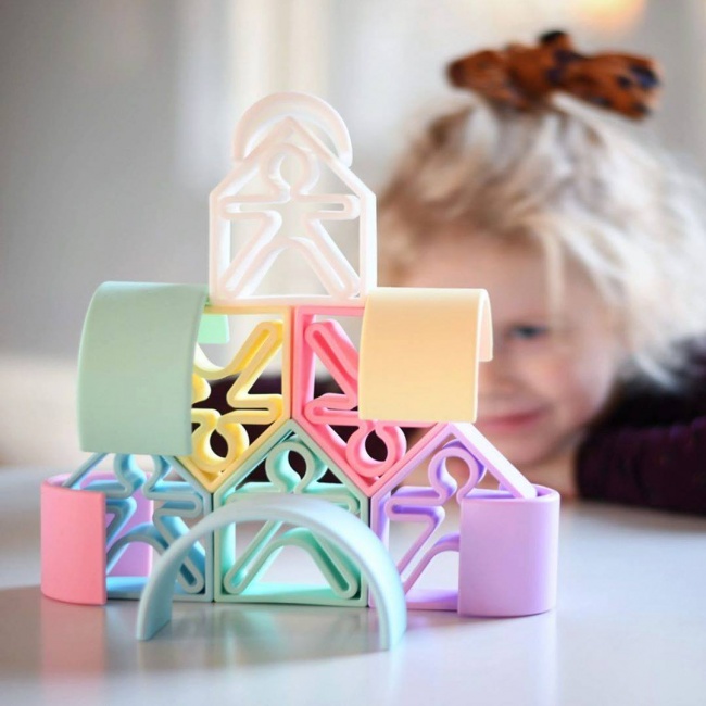 Klocki wielofunkcyjne DENA Kid + House PASTEL - 12 elementów
