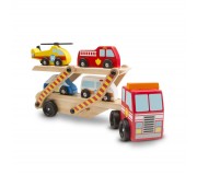 Drewniana laweta z pojazdami ratunkowymi Melissa & Doug