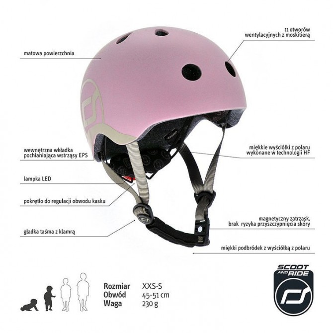 Kask dla dzieci SCOOTANDRIDE XXS-S 1-5 lat - Rose