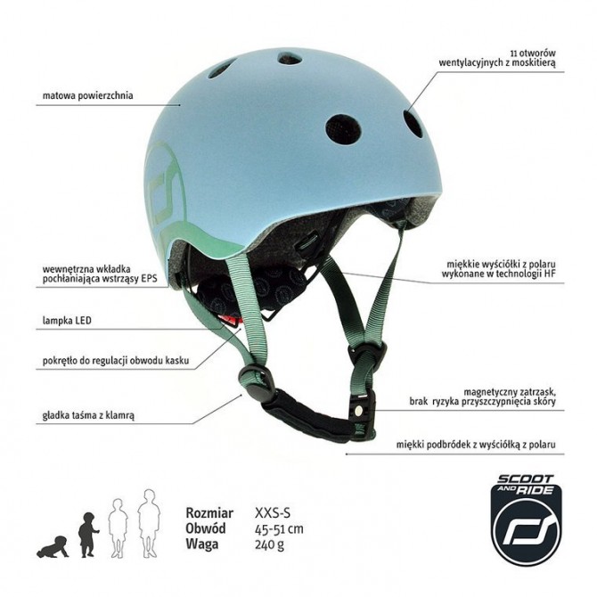 Kask dla dzieci SCOOTANDRIDE XXS-S 1-5 lat - Steel