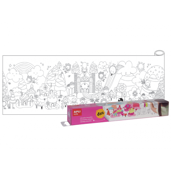 Przyklejana kolorowanka w rolce 4 metry Apli Kids - Słodki świat
