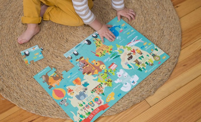 Puzzle XL Apli Kids - Mapa świata 3+