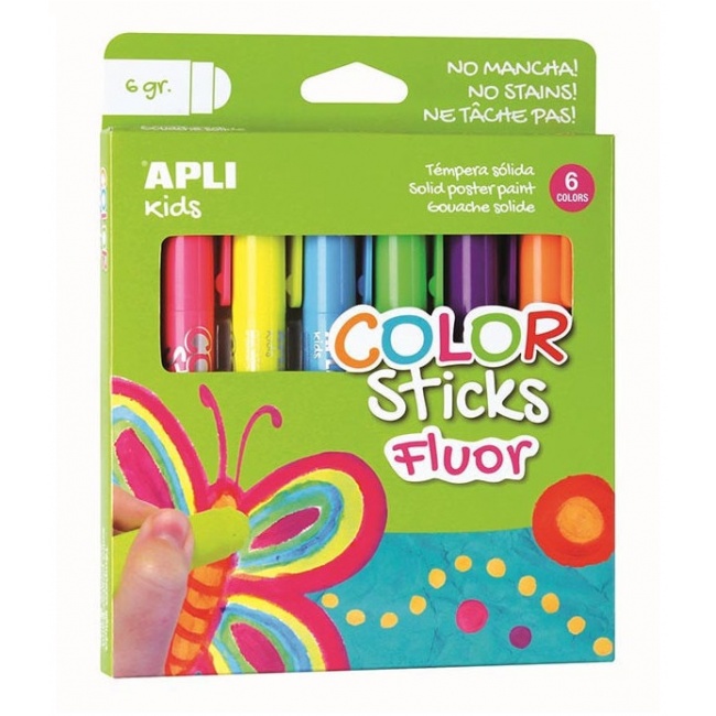 Farby w kredce neonowe Apli Kids - 6 kolorów