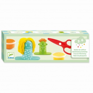 Zestaw z masą plastyczną Djeco - Salon fryzjerski