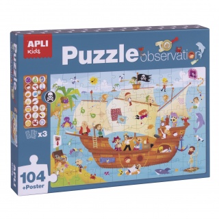 Puzzle obserwacyjne Apli Kids - Statek piratów 104 el. 5+