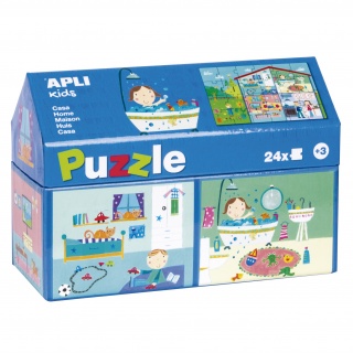 Puzzle w kartonowym domku Apli Kids - W domu 3+