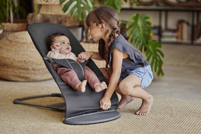 Leżaczek BABYBJORN BLISS 3D Jersey - Szaro-czarny