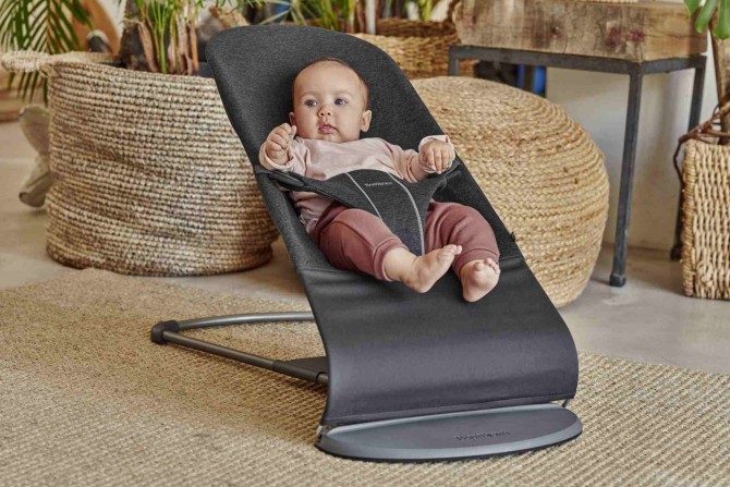 Leżaczek BABYBJORN BLISS 3D Jersey - Szaro-czarny