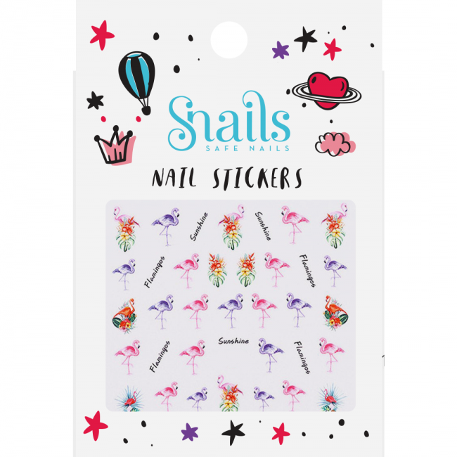 Naklejki na paznokcie dla dzieci Snails - Flamingos
