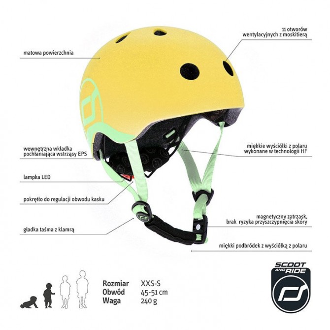 Kask dla dzieci SCOOTANDRIDE XXS-S 1-5 lat - Lemon