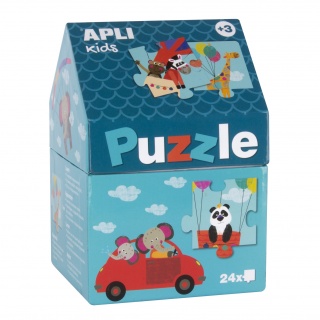 Puzzle w kartonowym domku Apli Kids - Safari 3+