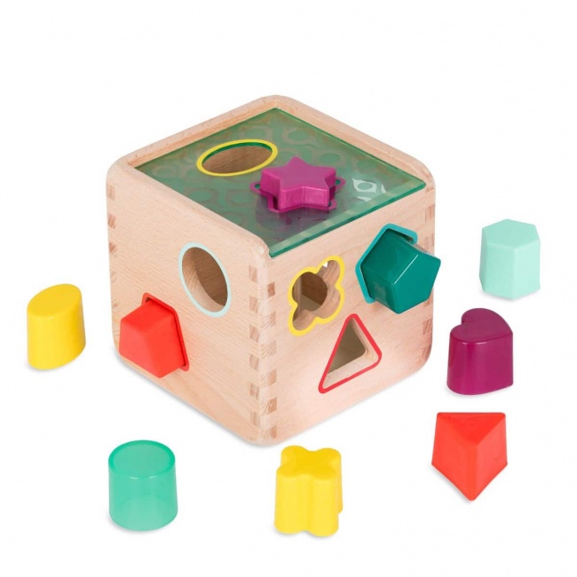 Drewniana kostka - sorter kształtów i kolorów B. Toys