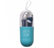 Słomka silikonowa Save The Ocean - Granatowa