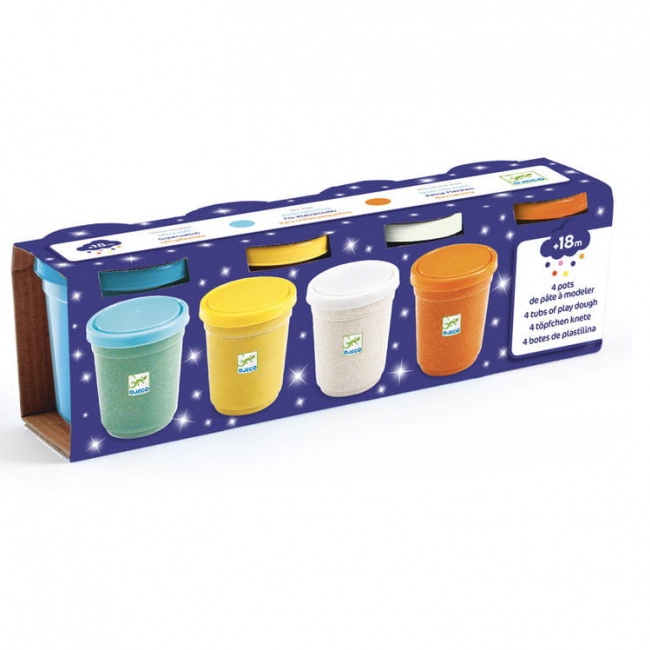 Masa plastyczna Djeco -  Brokatowa 4 kolory