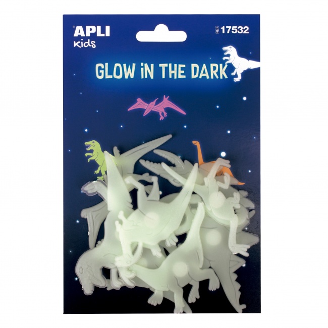 Fluorescencyjne naklejki Apli Kids - Dinozaury 9 sztuk