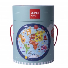 Puzzle okrągłe w tubie Apli Kids - Mapa Świata 5+