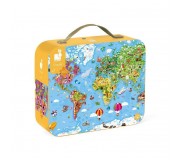 Puzzle w walizce Janod - Ogromna mapa świata 300 el. 7+
