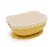 Silikonowa miseczka z przyssawką i pokrywką Miś We Might Be Tiny - Yellow