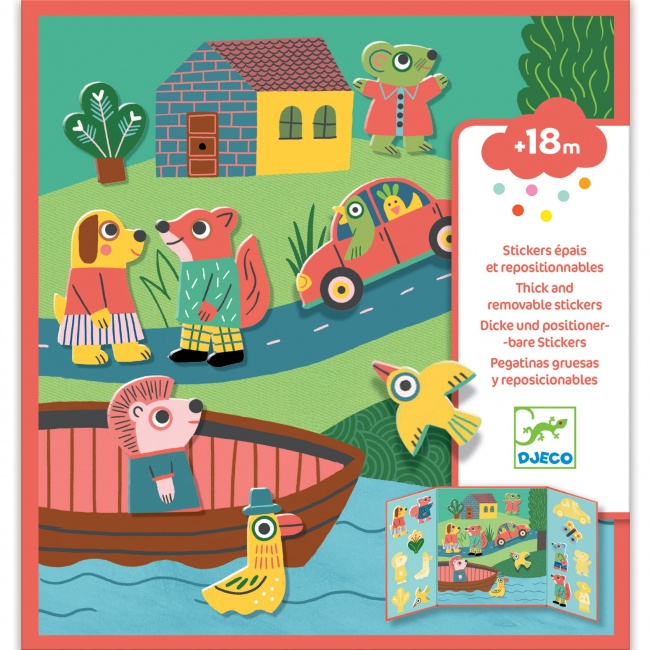 Zestaw z naklejkami wielokrotnego użytku Djeco - Zwierzęta