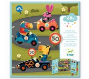 Zestaw z naklejkami wielokrotnego użytku Djeco - Auta