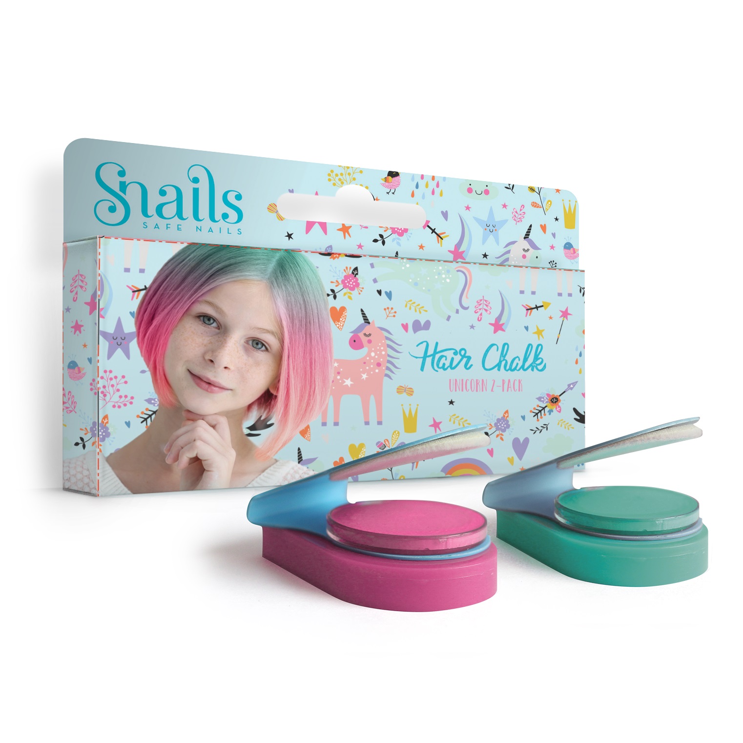 Zmywalne kredy do włosów Hair Chalk 2 szt Snails - Unicorn