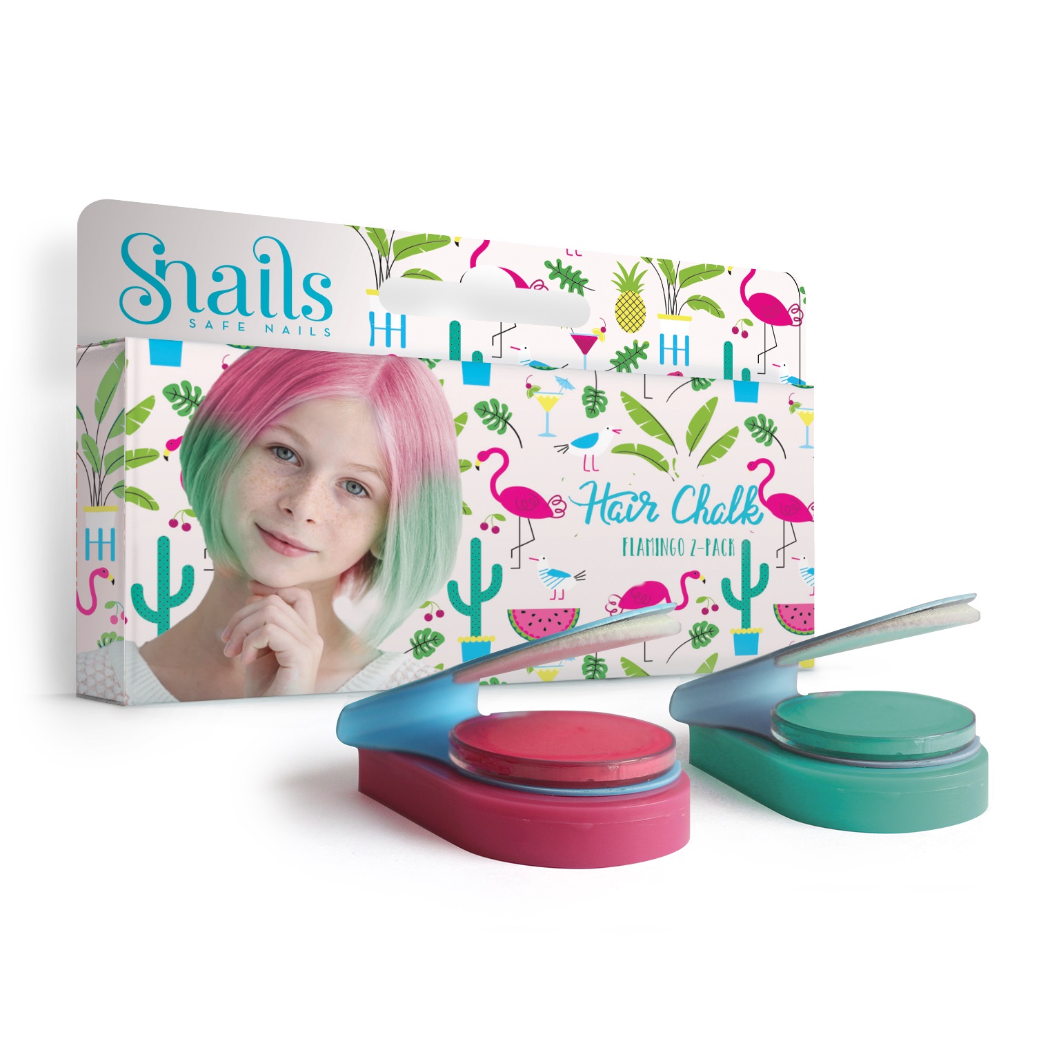 Zmywalne kredy do włosów Hair Chalk 2 szt Snails - Flamingo