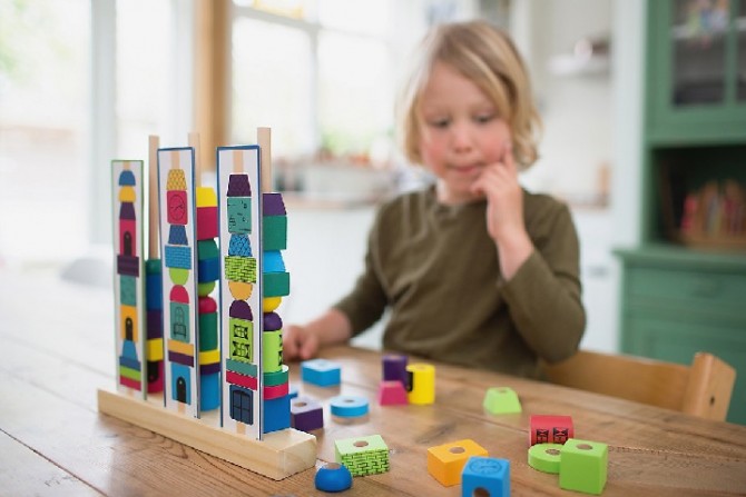 Drewniana układanka BS Toys - Wieża klocki