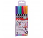 Markery dwustronne Brush Marker Apli Kids - 6 kolorów pastelowych
