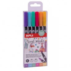 Markery dwustronne Brush Marker Apli Kids - 6 kolorów pastelowych