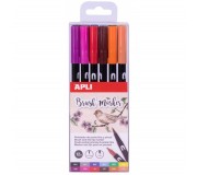Markery dwustronne Brush Marker Apli Kids - 12 kolorów