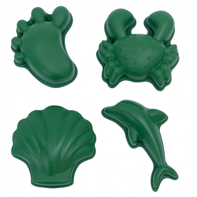 Silikonowe Foremki do piasku 4 szt. Scrunch - Ciemny Zielony