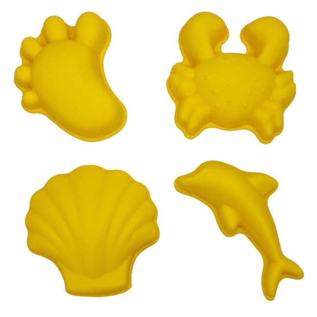 Silikonowe Foremki do piasku 4 szt. Scrunch - Pastelowy Żółty