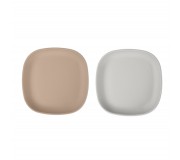 Talerzyki silikonowe That's Mine 2 sztuki - Brown/Feather grey