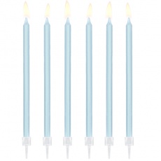 Świeczki urodzinowe Party Deco gładkie 14cm - jasny niebieski